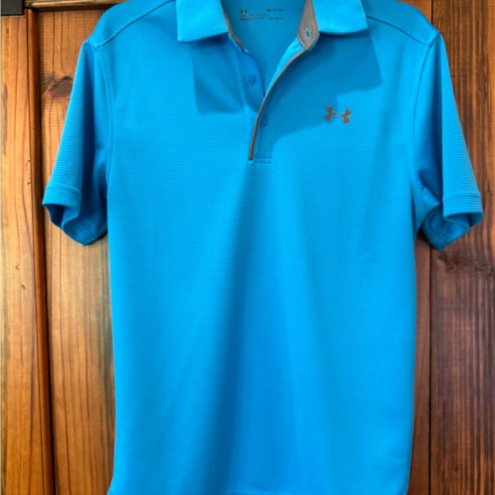 Under Armour Blue Polo Shirt Sporty Casual